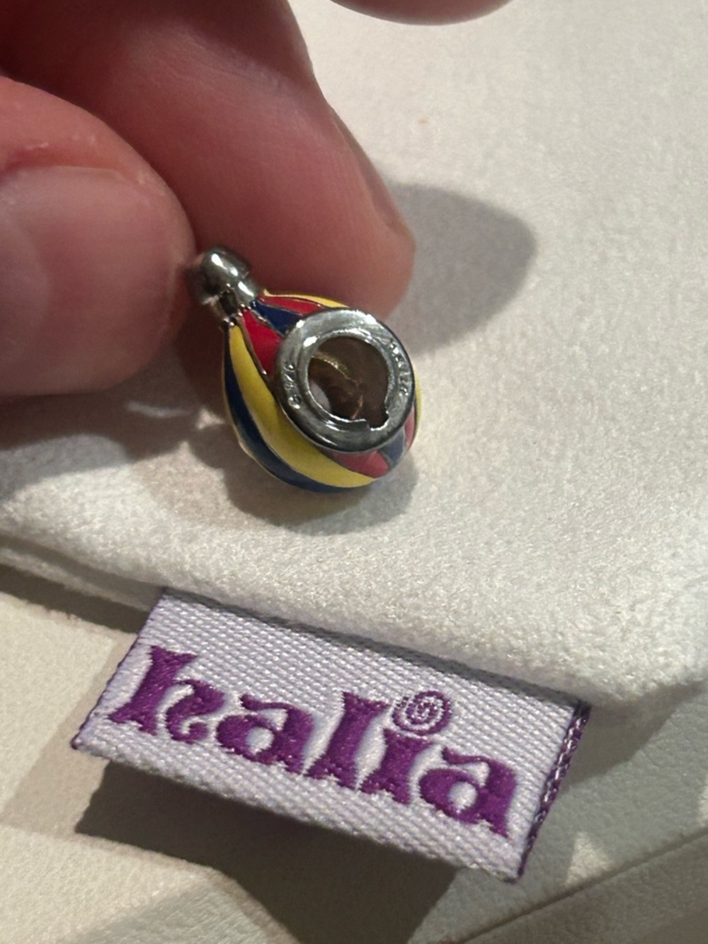 Pandora-style Hot Air Balloon Charm - Multicolor Enamel, Sterling Silver - Picture 2 of 2